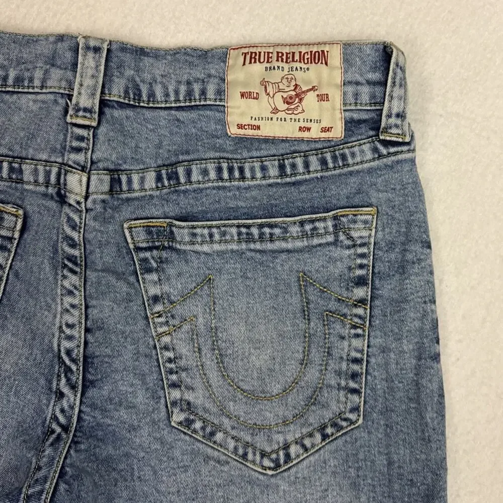 True Religion Ricky Denim Shorts Mens 32 Light Wash Stretch Relaxed Straight